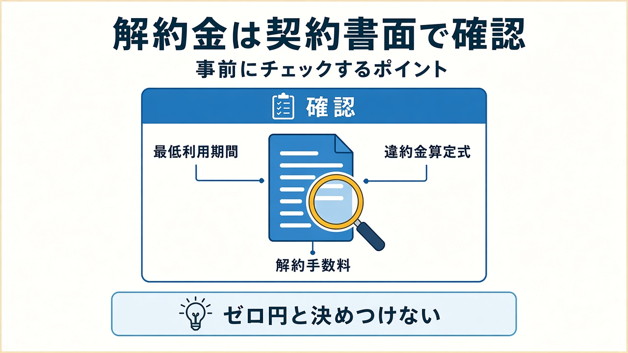解約金は契約書面で確認|最低利用期間・違約金算定式・解約手数料