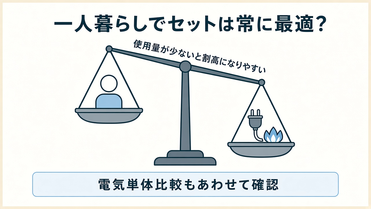 一人暮らしでセットは常に最適?|使用量が少ないと割高になりやすい