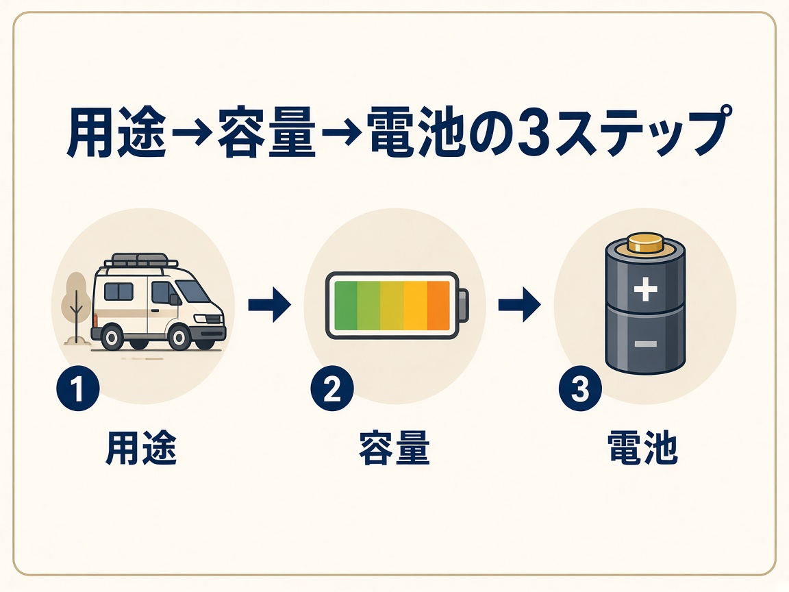 用途→容量→電池の3ステップ|選び方の全体地図