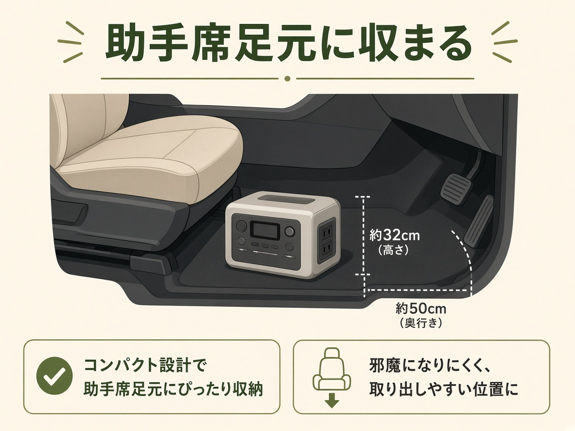 助手席足元に収まるイメージ|積みやすさ