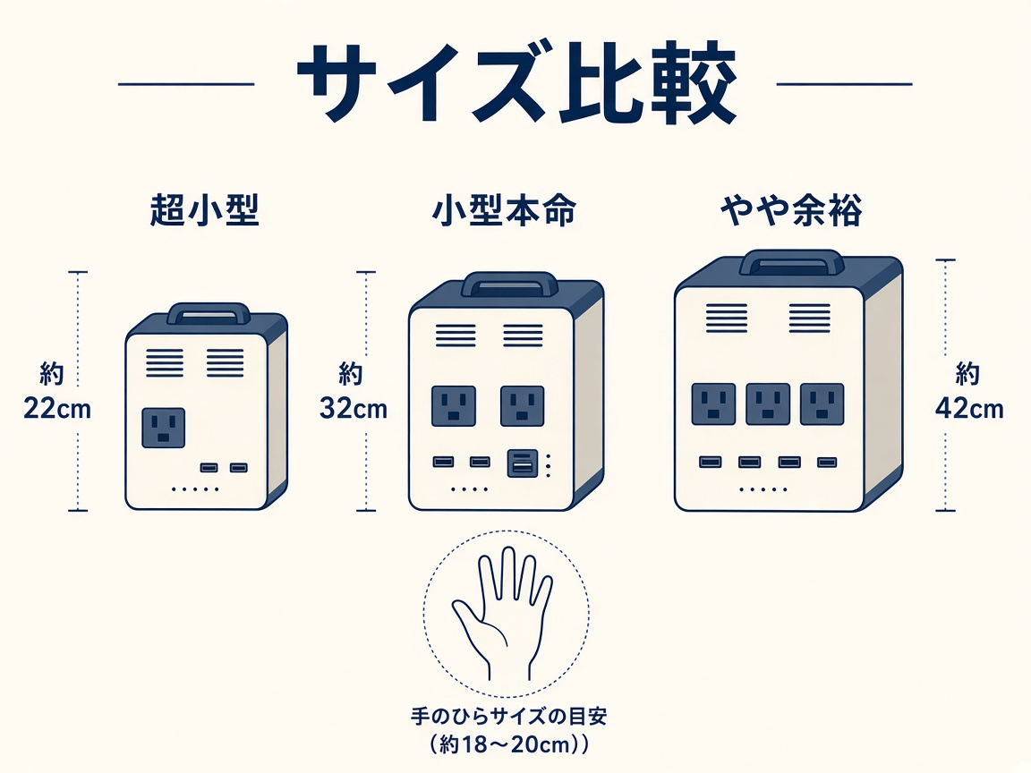 手持ちサイズの電源シルエット比較|コンパクト差