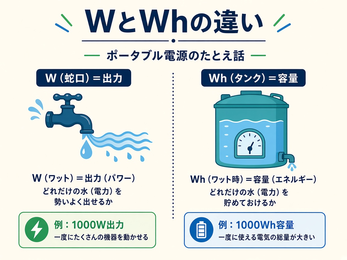 W(蛇口)とWh(タンク)の対比|先に出力を見る理由