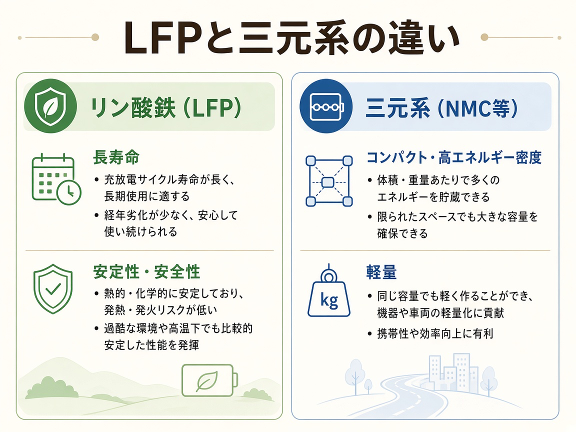 LFPと三元系の対比カード|違いの直感