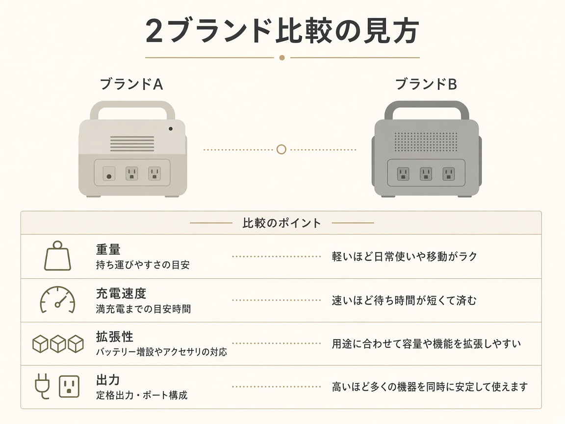 両ブランドの中立対比(抽象化)|二社比較であること