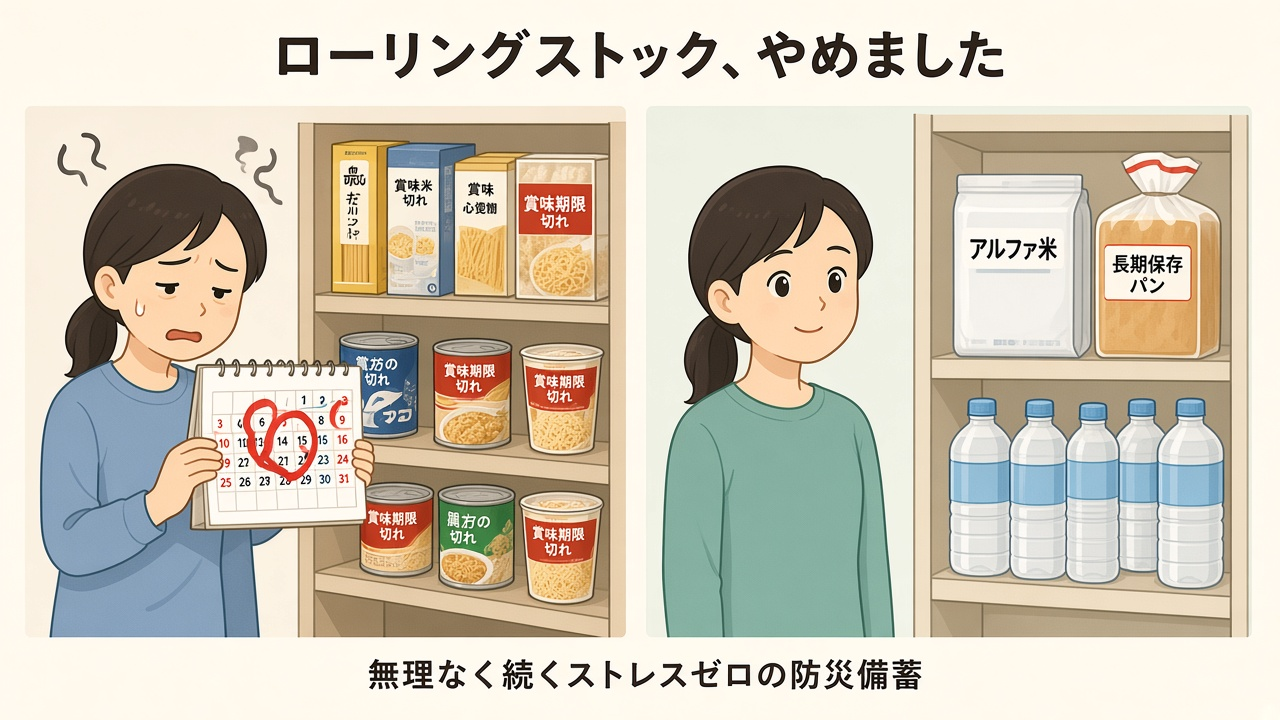 ローリングストックをやめた人と無理のない防災備蓄のアイキャッチ画像